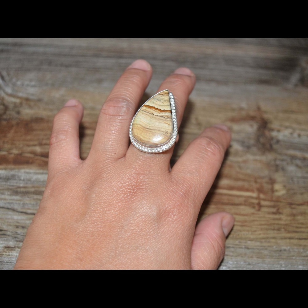 Picture Jasper Ring 8 1/2